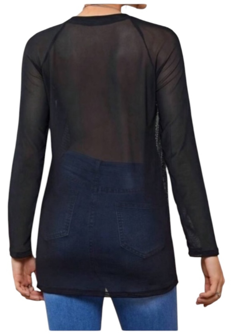 SHEINNeu Contrast Mesh Raglan Sleeve Sequin Top size XS new - Picture 3 of 12
